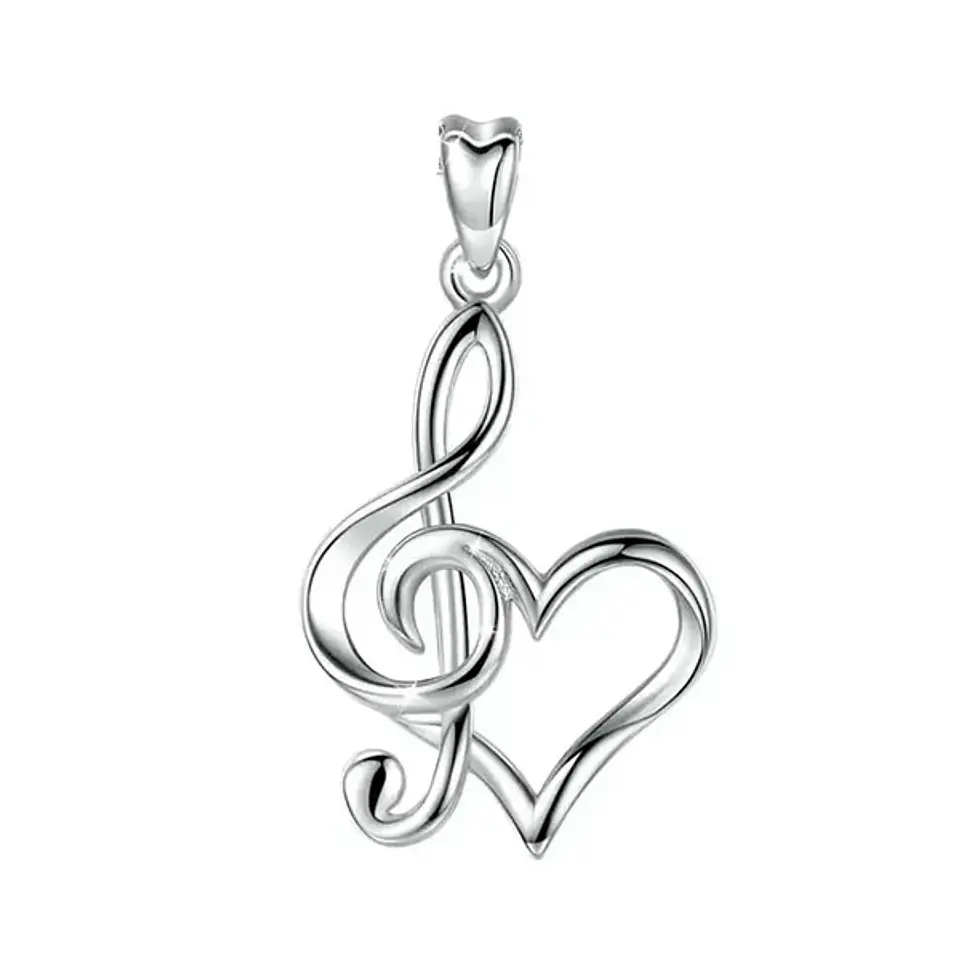 Colgante llave musical en plata 925 1