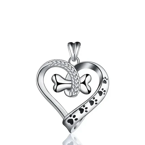 Colgante corazon perro en plata 925