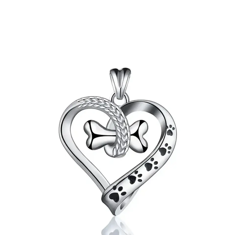 Colgante corazon perro en plata 925 1