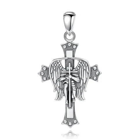 Colgante cruz arcángel San Miguel en plata 925