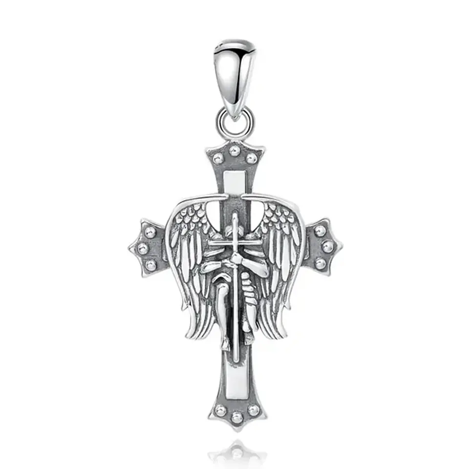 Colgante cruz arcángel San Miguel en plata 925 1