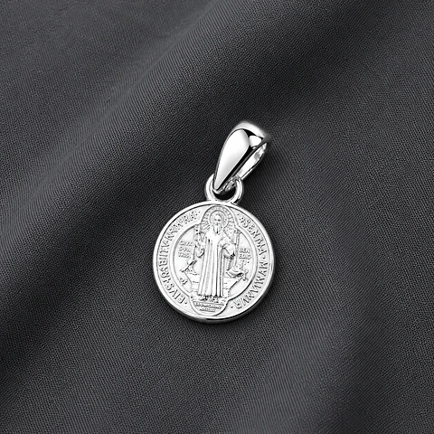Colgante medalla san benito pequeña 8mm en plata 925