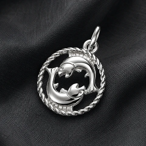Colgante signo zodiacal piscis en plata 925