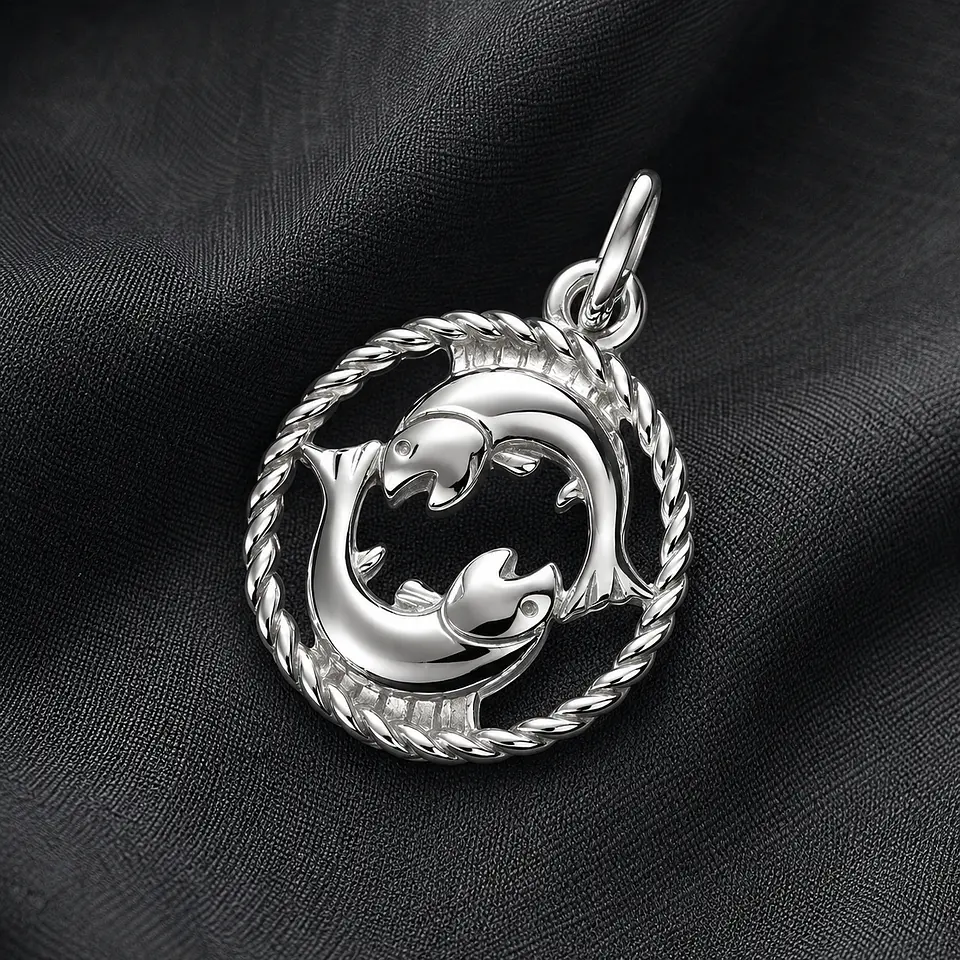 Colgante signo zodiacal piscis en plata 925 1