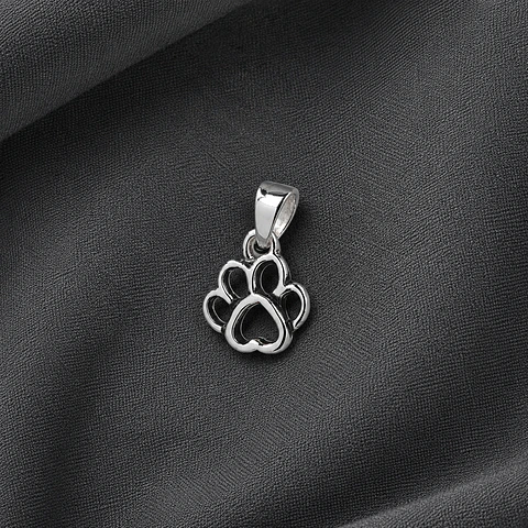 Colgante huella, patita de perro en plata 925