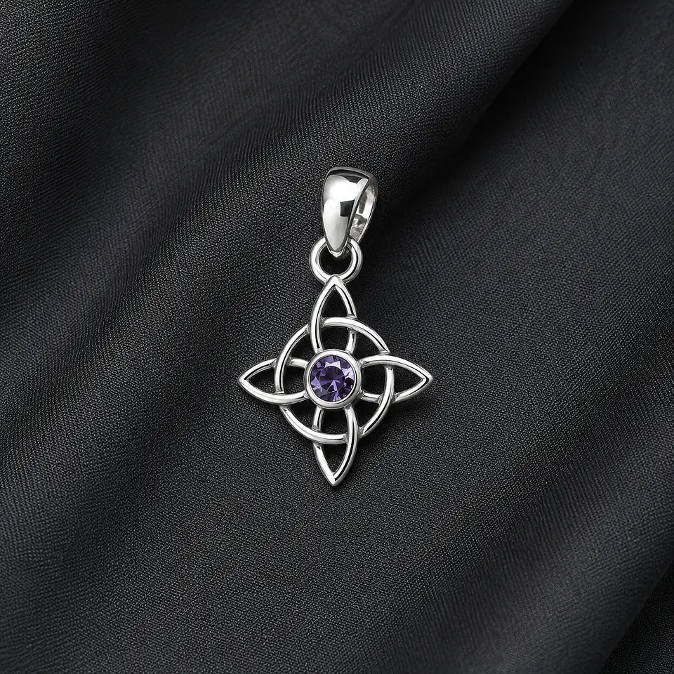 Colgante nudo de brujas mini en amatista en plata 925 1