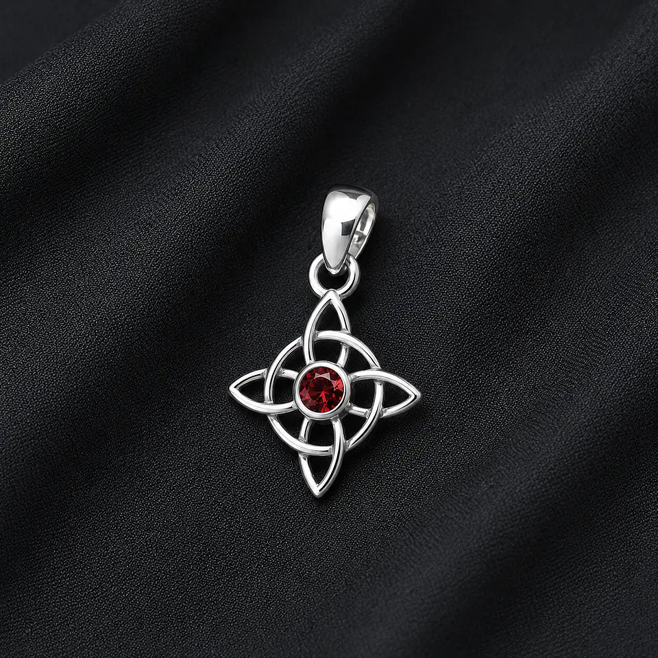 Colgante nudo de brujas mini granate en plata 925 1