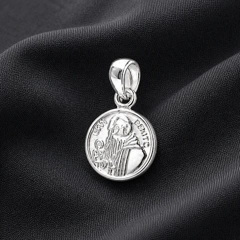 Colgante medalla san benito en plata 925