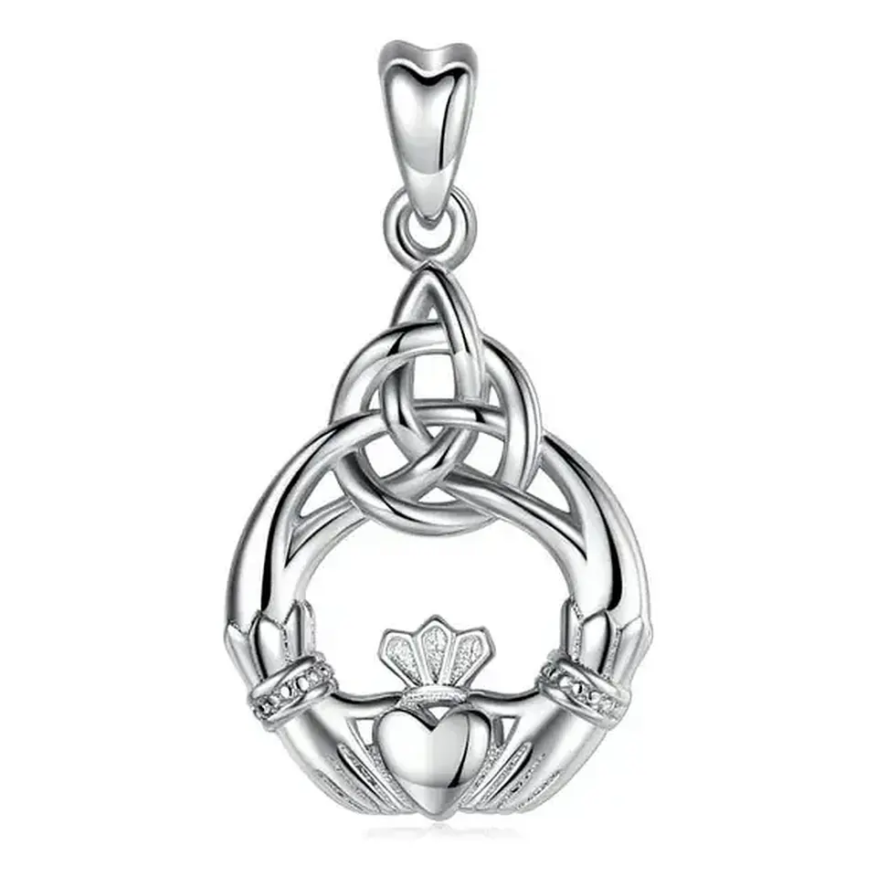 Colgante Claddagh Con Nudo Celta En Plata 925 1