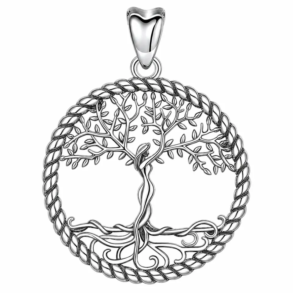 Colgante Árbol De La Vida Con Trenzado En Plata 925 1