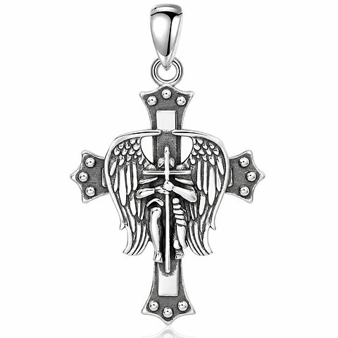 Colgante Cruz San Miguel Arcángel Espada Plata 925