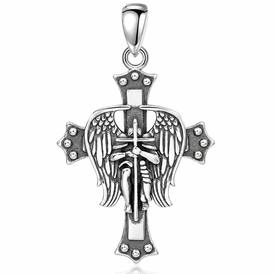 Colgante Cruz San Miguel Arcángel Espada Plata 925 1