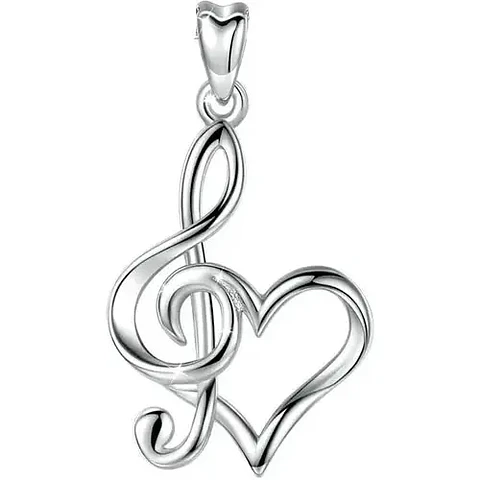 Colgante Llave Musical Con Corazón En Plata 925