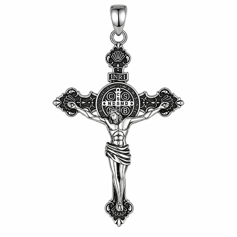 Colgante Cruz De San Benito Full Definición Plata Fina 925