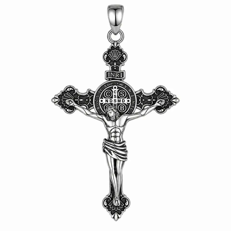 Colgante Cruz De San Benito Full Definición Plata Fina 925 1