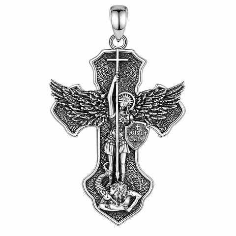 Colgante Cruz De San Miguel De Arcángel En Plata 925