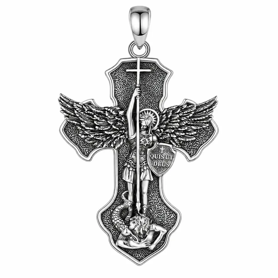 Colgante Cruz De San Miguel De Arcángel En Plata 925 1