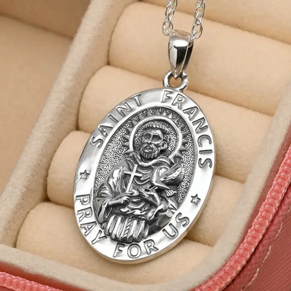 Colgante san francisco de asís en plata 925 2