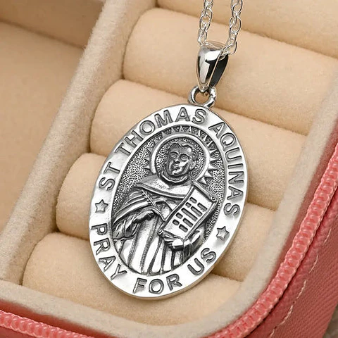 Colgante Santo tomas de aquino en plata 925