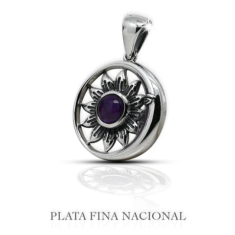 Margarita En Piedra Granate Natural Con Media Luna