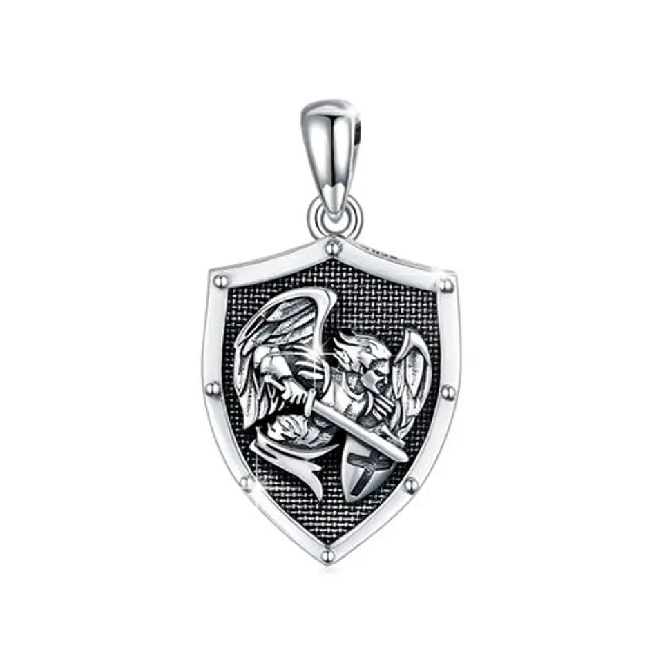 Colgante escudo de arcángel san miguel en plata 925 1