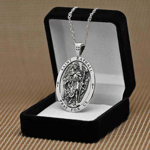 Colgante san Rafael arcángel en plata 925
