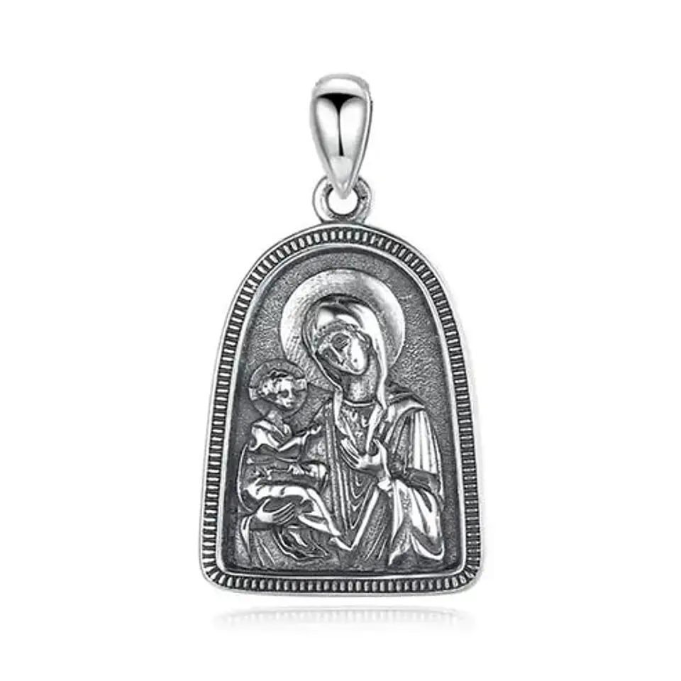 Colgante Virgen Maria con niño Jesus en plata 925 1