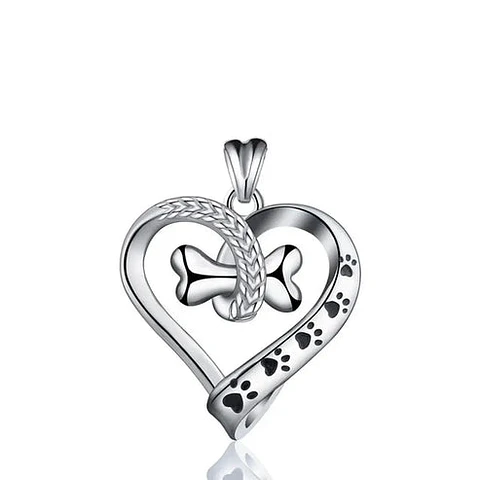 Colgante corazon perro en plata 925