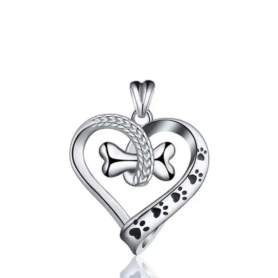 Colgante corazon perro en plata 925 1