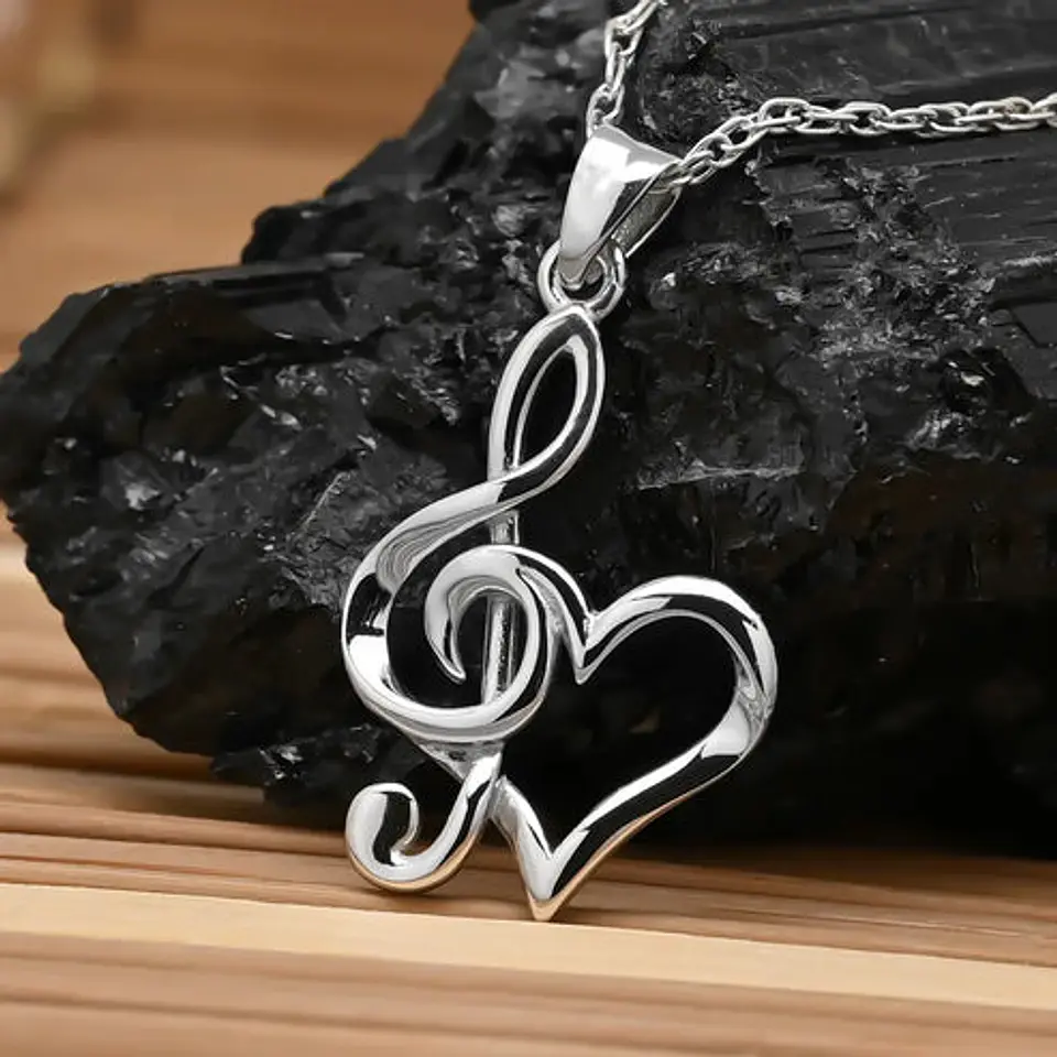 Colgante llave musical en plata 925 2
