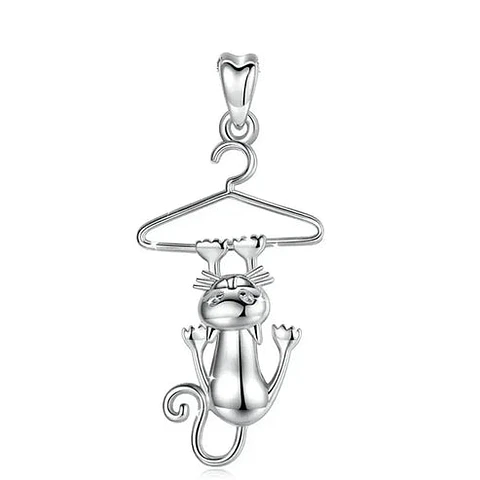 Colgante gato divertido en plata 925