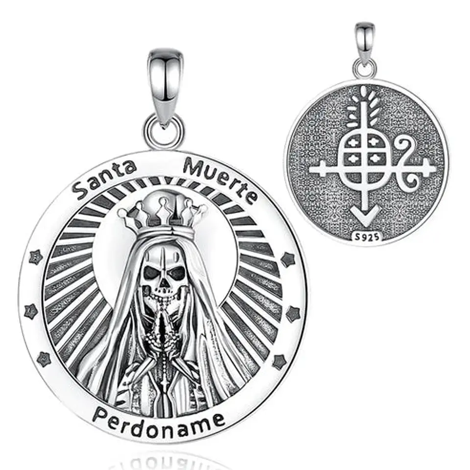 Colgante Santa muerte perdoname, en plata 925 1