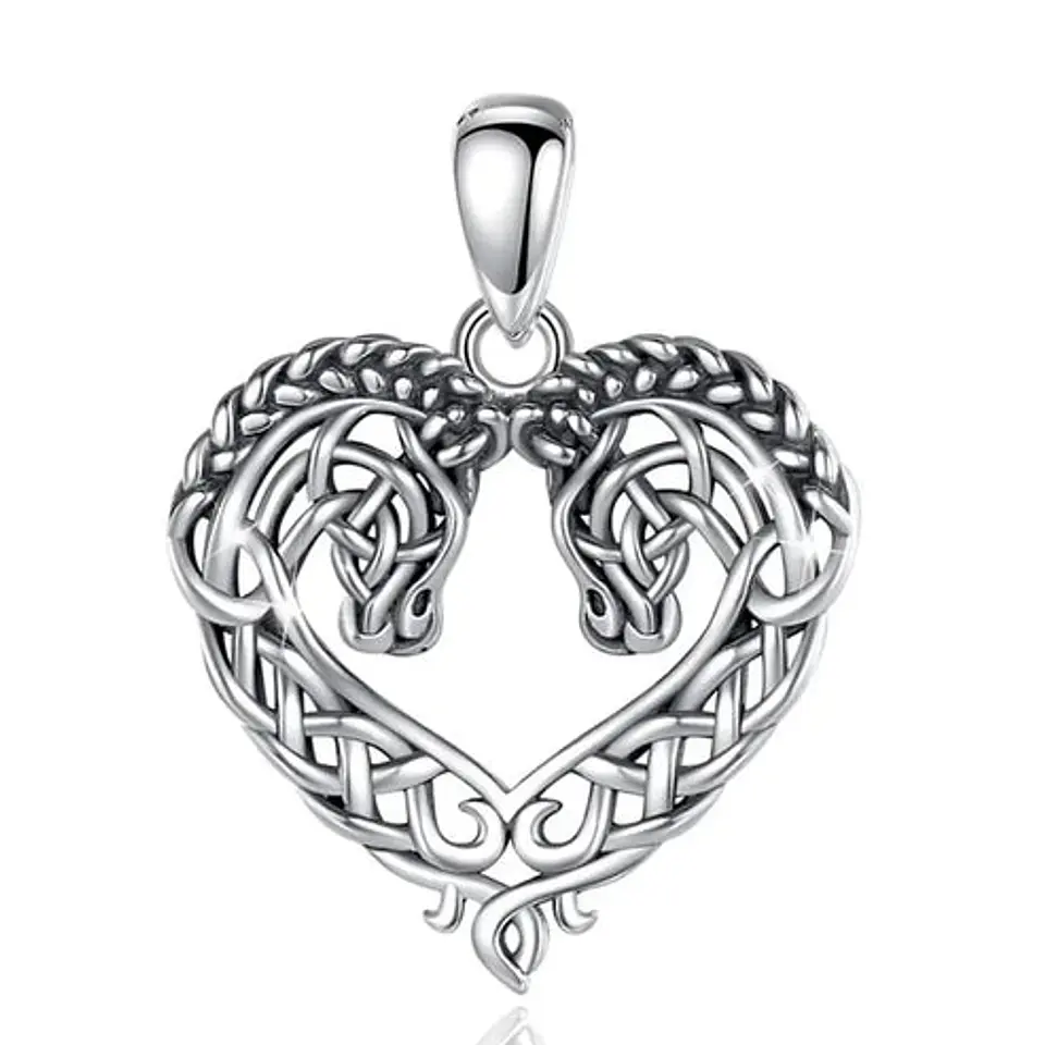 Colgante caballos corazon en plata 925 1
