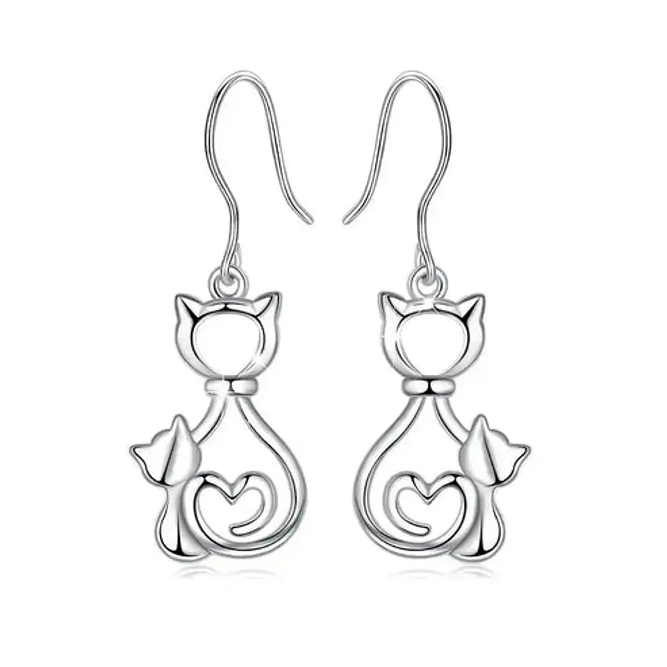 Aros, aritos de gato en plata 925 1