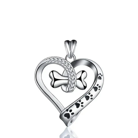 Colgante corazon perro en plata 925