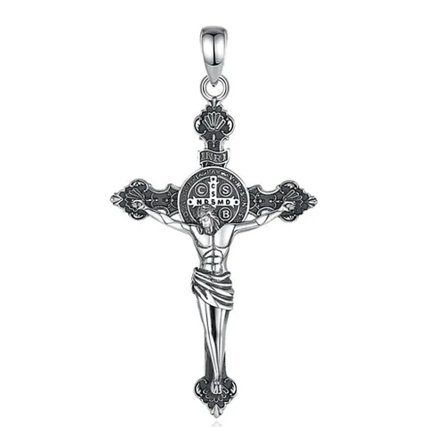 Colgante cruz san benito en plata 925