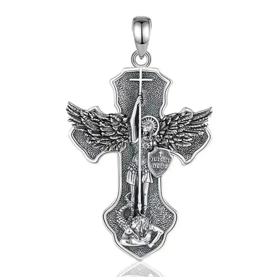 Colgante Cruz San Miguel Arcángel Plata 925 1