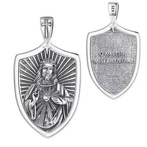 Colgante escudo sagrado corazon en plata 925