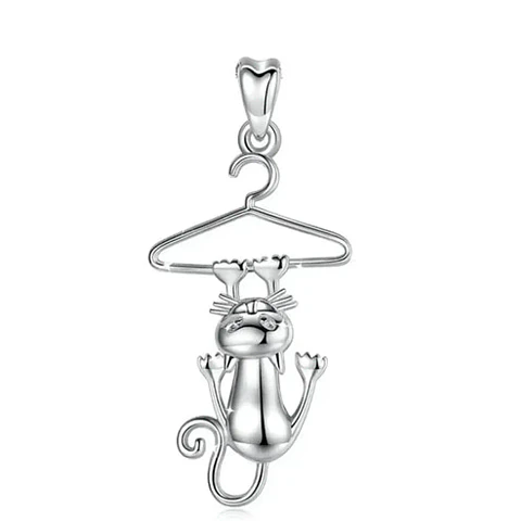 Colgante gato divertido en plata 925