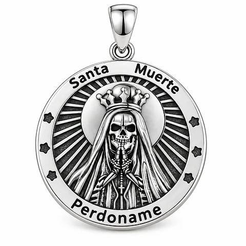 Colgatne santa muerte perdoname en plata 925