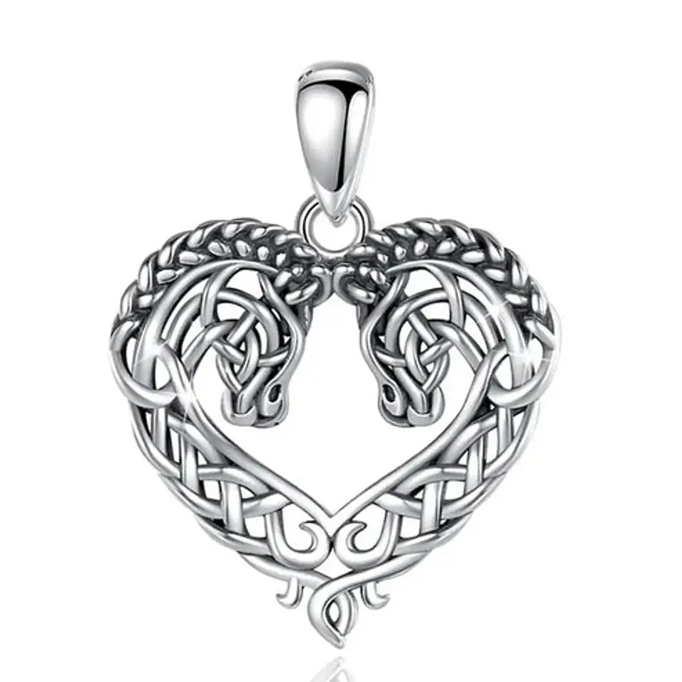 Colgante corazon caballos en plata 925 1