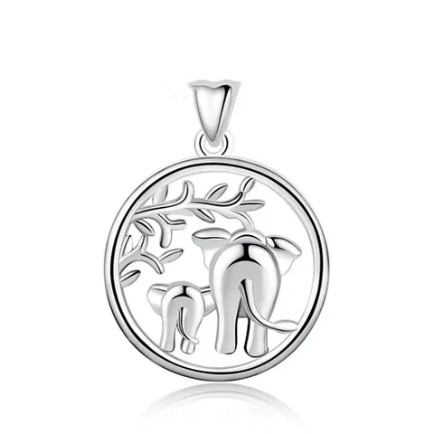 Colgante madre elefante con hijo en plata 925