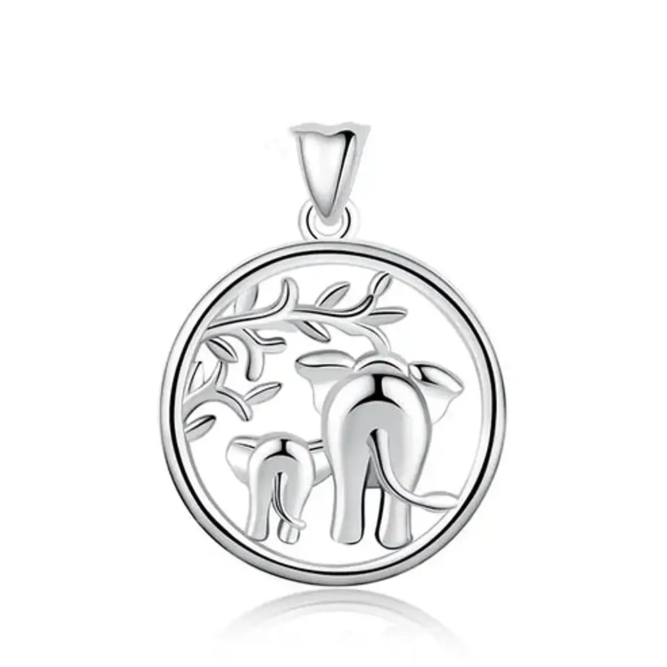 Colgante madre elefante con hijo en plata 925 1