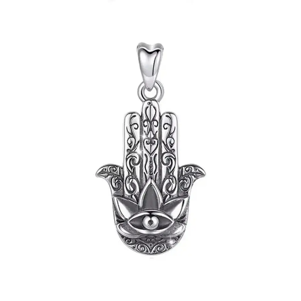 Colgante mano hasma flor de loto en plata 925 1