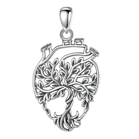 Colgante corazon arbol de la vida en plata 925