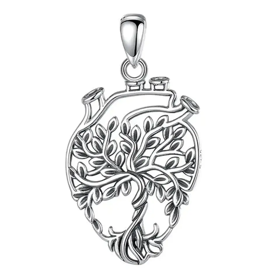 Colgante corazon arbol de la vida en plata 925 1