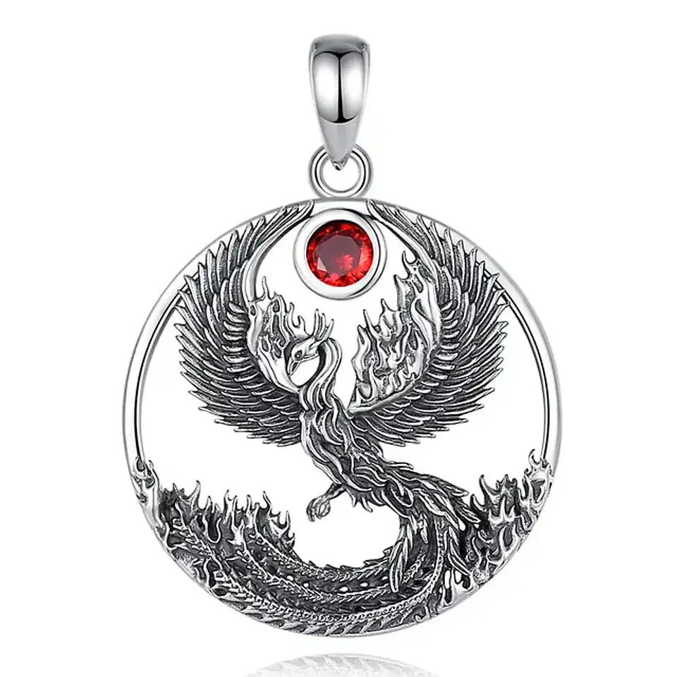 Colgante ave fenix granate en plata 925 1