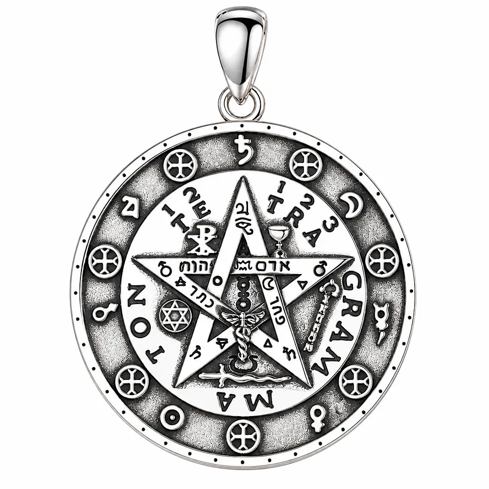 Colgante tetragrammaton esoterico en plata 925 1