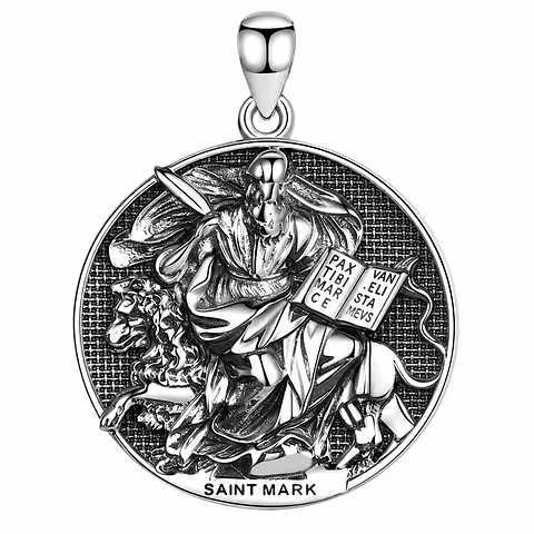 Colgante san marcos redonda en plata 925