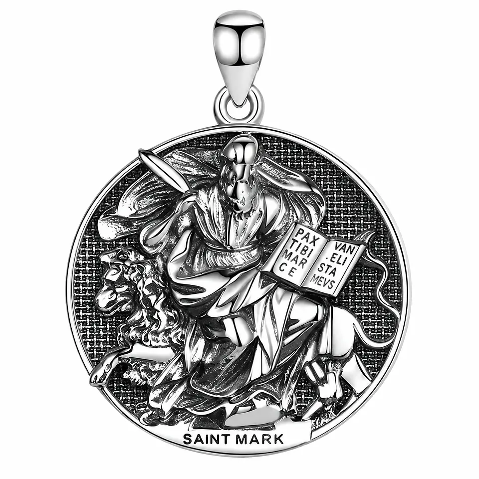 Colgante san marcos redonda en plata 925 1